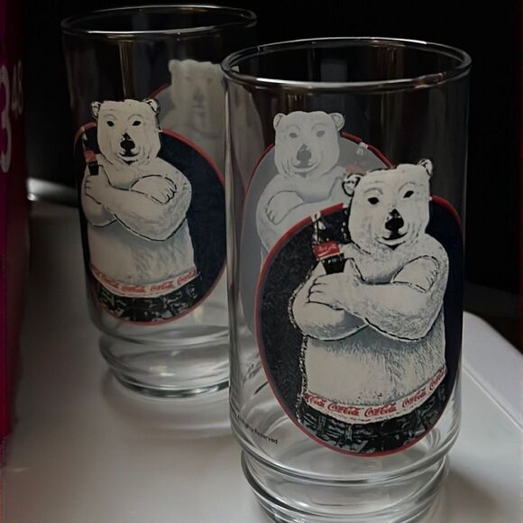 Set of Two 1997 Vintage Coca Cola Glasses with Polar Bear - Picture 1 of 8